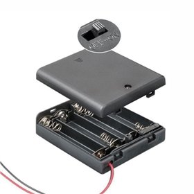 Suporte P/ 4 Pilhas Aaa C/ Tampa E Interruptor