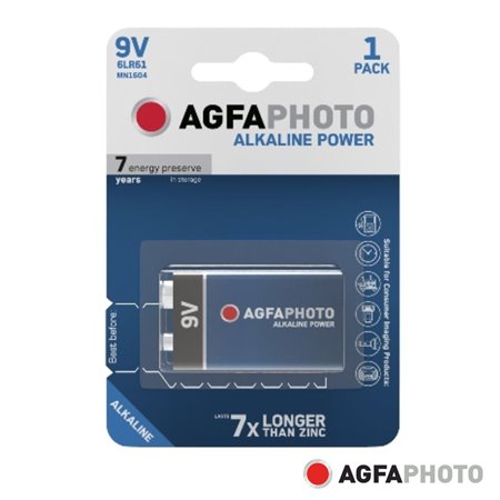 Pilha Alcalina 6Lr61/9V 9V 1X Blister Power Agfaphoto