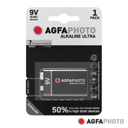 Pilha Alcalina 6Lr61/9V 9V 1X Blister Ultra Agfaphoto