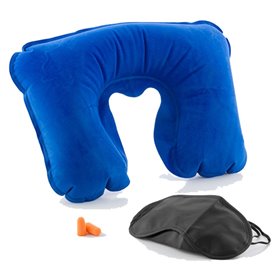 Almofada De Pescoço Inflável P/ Viagem Azul