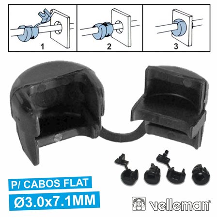 Passa Cabos Flat C/ Ø3X7.1Mm 2.5Mm Velleman