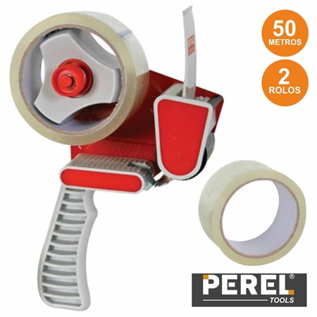 Dispensador De Fita-Cola C/ 2 Rolos Perel