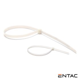 Conjunto 50 Braçadeiras Nylon 4.8X200Mm Branco Entac