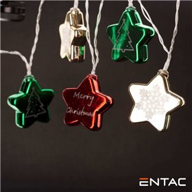 Grinalda 10 Leds Estrelas Coloridas 2Xaa 1.65M Entac