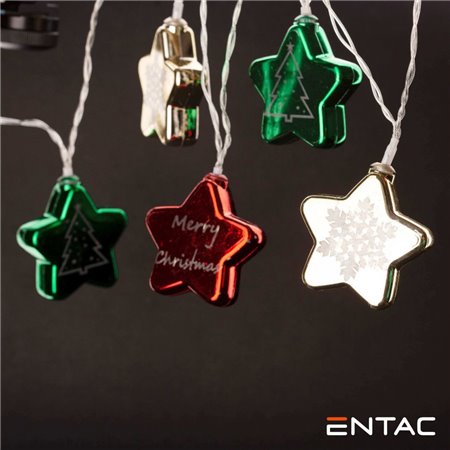 Grinalda 10 Leds Estrelas Coloridas 2Xaa 1.65M Entac