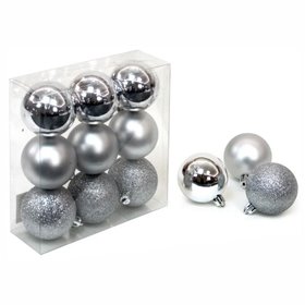 Conjunto 9 Bolas De Natal Prateadas