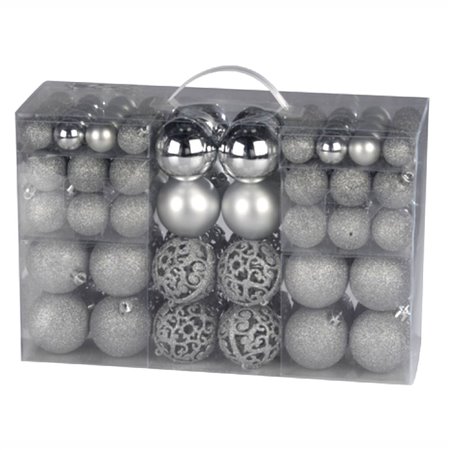 Conjunto De 100 Bolas De Natal Prateadas