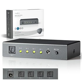Comutador De Áudio 4 Vias Nedis