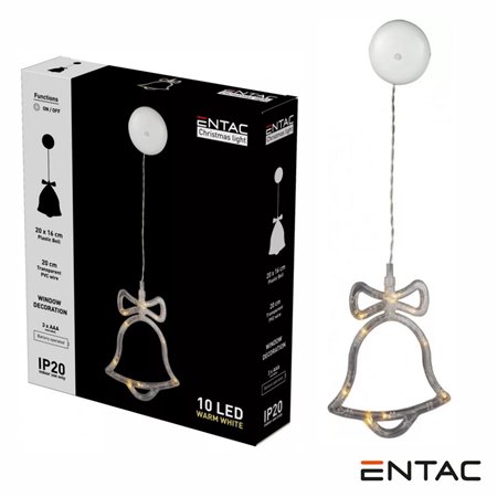 Sino Decorativo C/ Ventosa 10 Led 3000K A Pilhas Entac