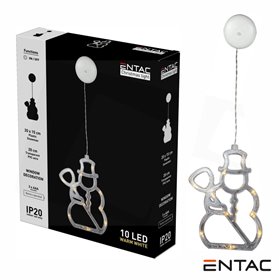 Boneco Neve Decorativo C/ Ventosa 10 Led 3000K A Pilhas
