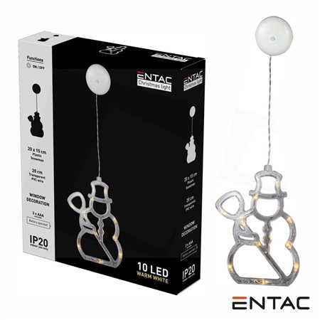 Boneco Neve Decorativo C/ Ventosa 10 Led 3000K A Pilhas