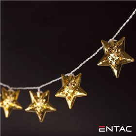 Grinalda 10 Leds Estrelas Metálicas 2Xaa 1.65M Entac
