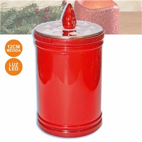 Vela De Plástico C/ Led Vermelho 12Cm