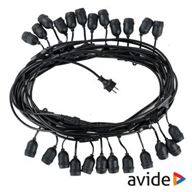 Corrente De Iluminação 15M P/ 24 Lâmpadas E27 Ip44 Avide