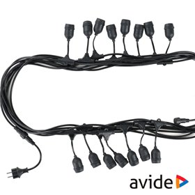 Corrente De Iluminação 15M P/ 15 Lâmpadas E27 Ip44 Avide