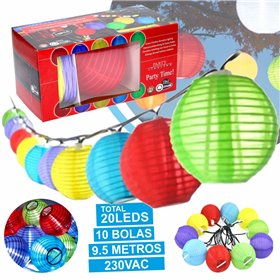 Grinalda De 10 Bolas Coloridas C/ 20 Leds 9.5M 230V
