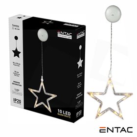 Estrela Decorativo C/ Ventosa 10 Led 3000K A Pilhas Entac