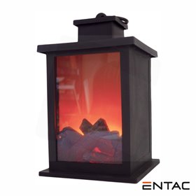 Lareira Decorativa Led A Pilhas 28Cm Entac