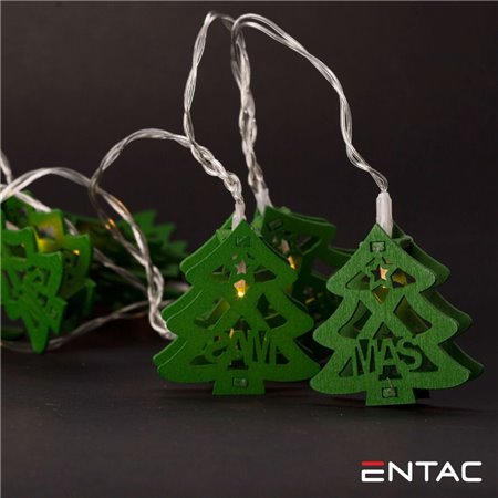 Grinalda 10 Leds Árvores Madeira Verdes 2Xaa 1.65M Entac