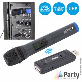 Microfone S/ Fios Uhf C/ Receptor Usb Pls