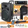 Coluna Amplificada 15" 800W Usb/Bt/Sd/Bat Uhf Preta Ibiza