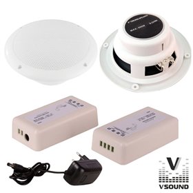 Kit Amplificador 30W Bluetooth C/2 Colunas E Cabos Vsound