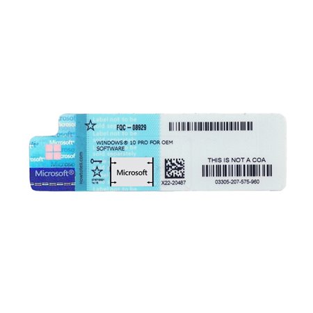 Microsoft Windows 10 Professional Licença OEM - COA com Sticker de Protecção