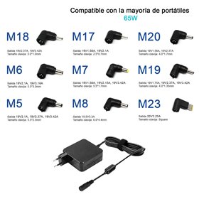 Carregador Universal para Portáteis 9.5-20V 65W 9 Tips