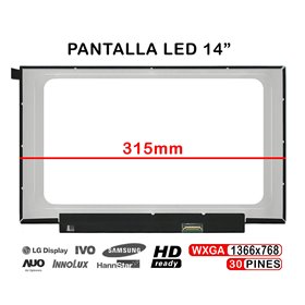 Ecrã LED de 14" para Portatil B140Xtn07.2 B140Xtn07.2 Hw1A Nt140Whm-N44 V8.0 315mm