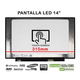 Ecrã LED Tátil de 14" para Portatil N140Hcn-Ea1 Rev.C1 FHD 40Pines 315mm