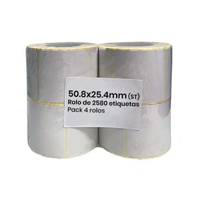 Rolo de Etiquetas Transfer (Fita de Carbono) 50.8mmx25.4mm ST (Rolo de 2580 etiquetas) - Pack de 4 Rolos