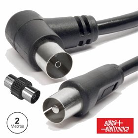 Cabo Coaxial Macho/Fêmea Preto 2M Angular 90º