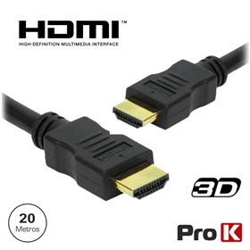 CABO HDMI DOURADO MACHO / MACHO 1.4 PRETO 20M PROK