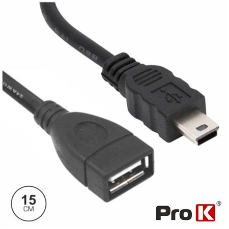 CABO USB-A 2.0 FÊMEA / MINI USB-B MACHO OTG 15CM