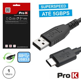 CABO USB-C 3.0 MACHO / USB-A MACHO 1M PROK