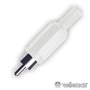 FICHA RCA MACHO BRANCA PVC C/ PROTEÇÃO DE CABO