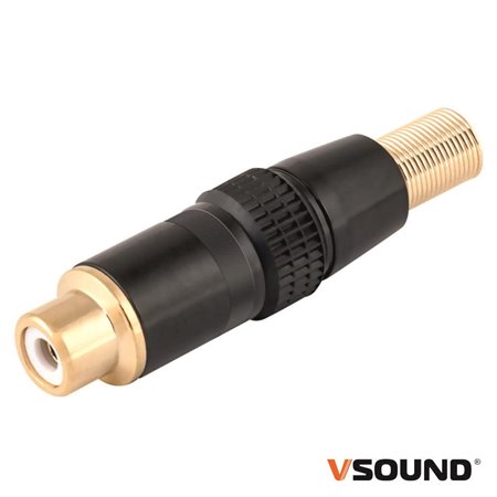 FICHA RCA FEMEA PRETA METÁLICA / DOURADA VSOUND