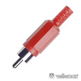 FICHA RCA MACHO VERMELHA PVC C/ PROTEÇÃO DE CABO