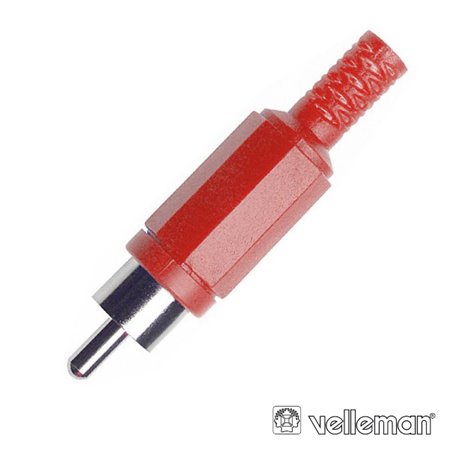 FICHA RCA MACHO VERMELHA PVC C/ PROTEÇÃO DE CABO