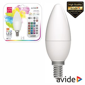 Lâmpada E14 Dimável 4.9W LED Globo RGB+W 2700K 470lm AVIDE
