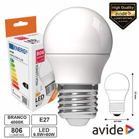 Lâmpada LED E27 Globo G45 6.5W 230V 4000K 806lm AVIDE