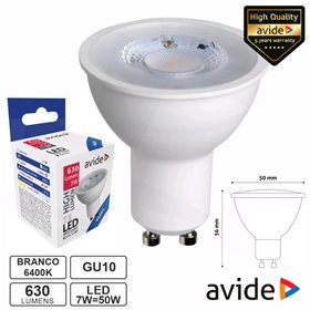 Lâmpada LED GU10 Spot 36º 7W 230V 6400K 630lm AVIDE