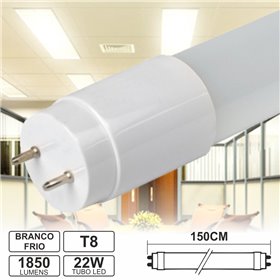 LÂMPADA TUBULAR 22W 150CM LEDS T8 BRANCO FRIO 1850LM
