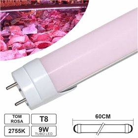 Lâmpada Tubular LED T8 9W 60cm 810LM Rosa P/ Talho