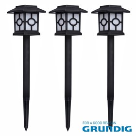 Conjunto 3 Candeeiros LED de Jardim Com Painel Solar GRUNDIG