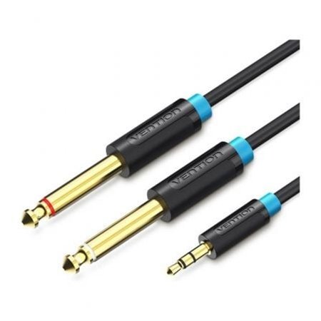 Cabo Estéreo Vention BACBF/ Jack 3.5 Macho - 2x Jack 6.5 Macho/ 1m/ Preto