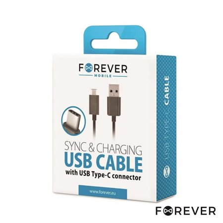 Cabo USB-C 2.0 Macho / USB-A Macho 1M Preto Forever